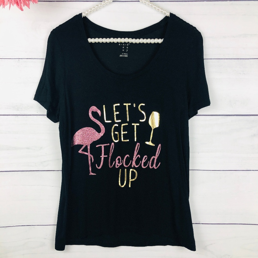 Andeawy Womens Black Shirt Flamingo